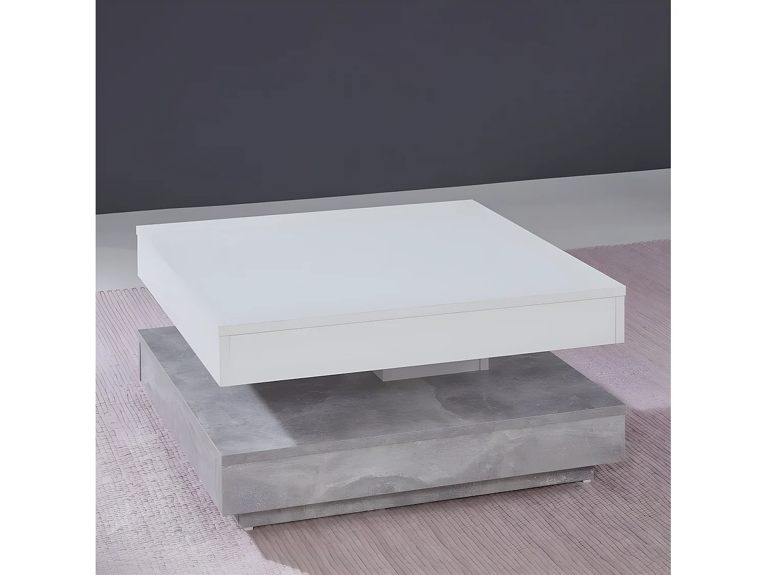 Table basse Universal CT-119 Gris béton et blanc