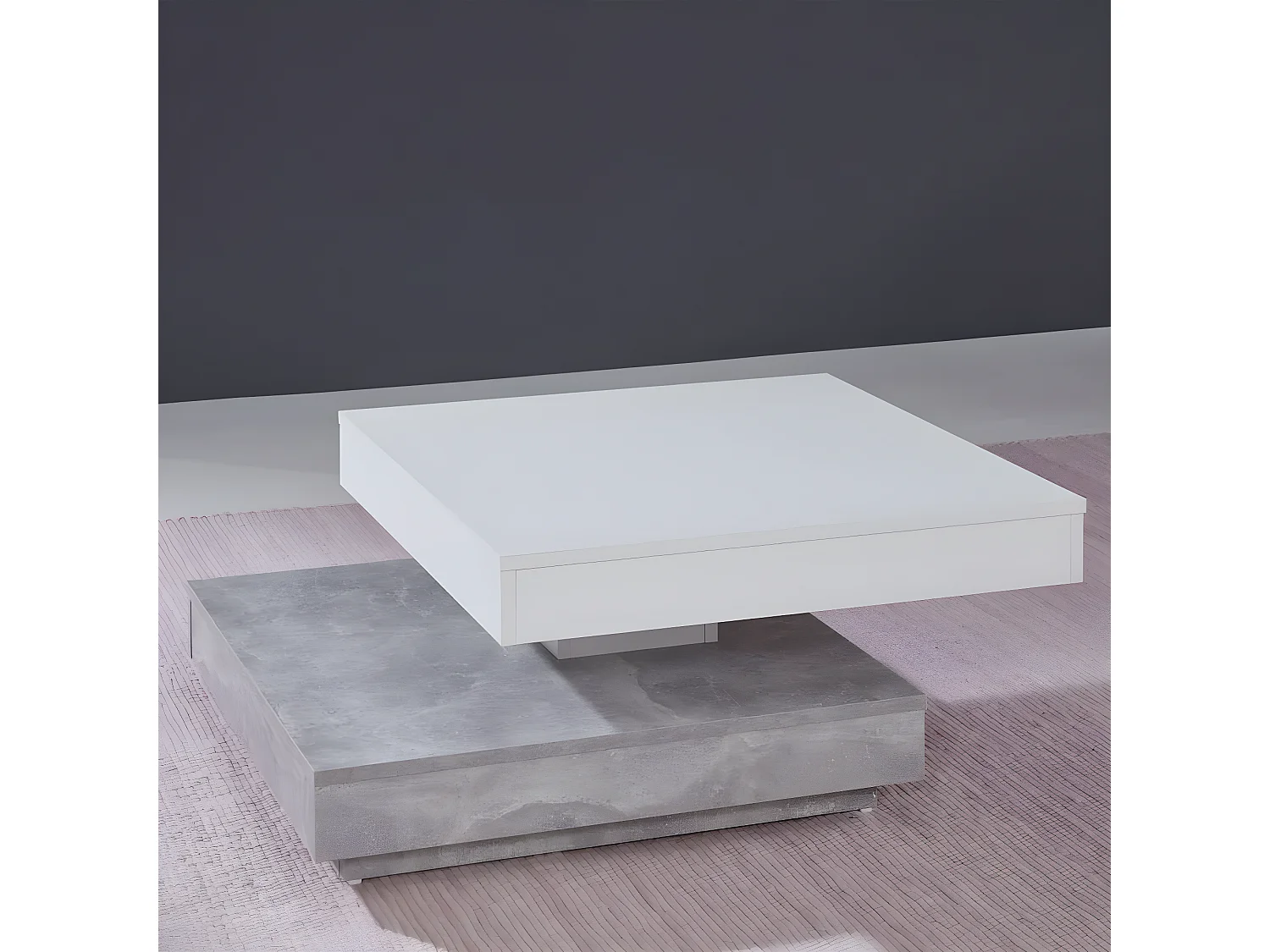 Table basse Universal CT-119 Gris béton et blanc