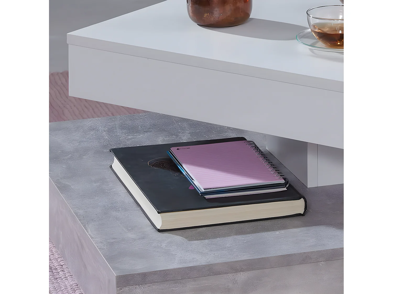 Table basse Universal CT-119 Gris béton et blanc