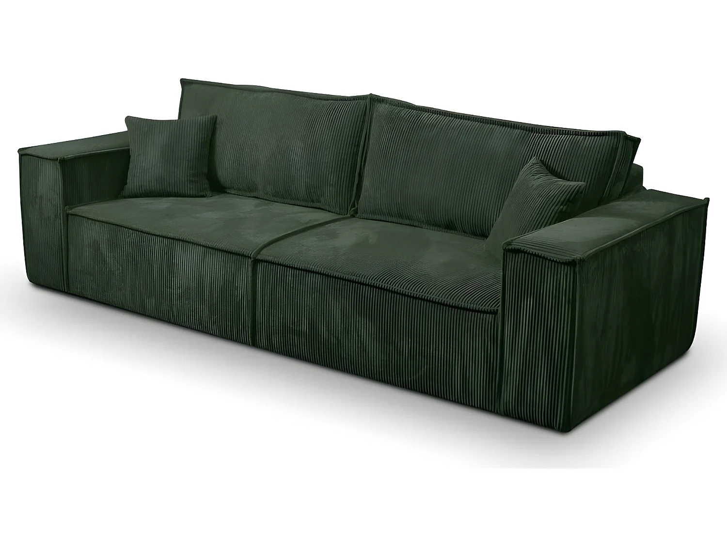 Canapé convertible 3 places VELLA en velours côtelé vert