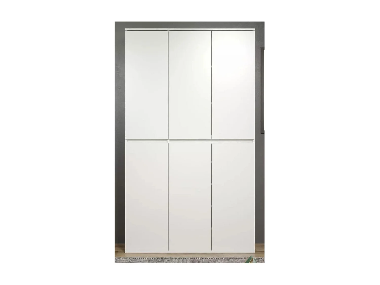 Armoire de rangement 6 portes bois mélaminé blanc brillant Narry
