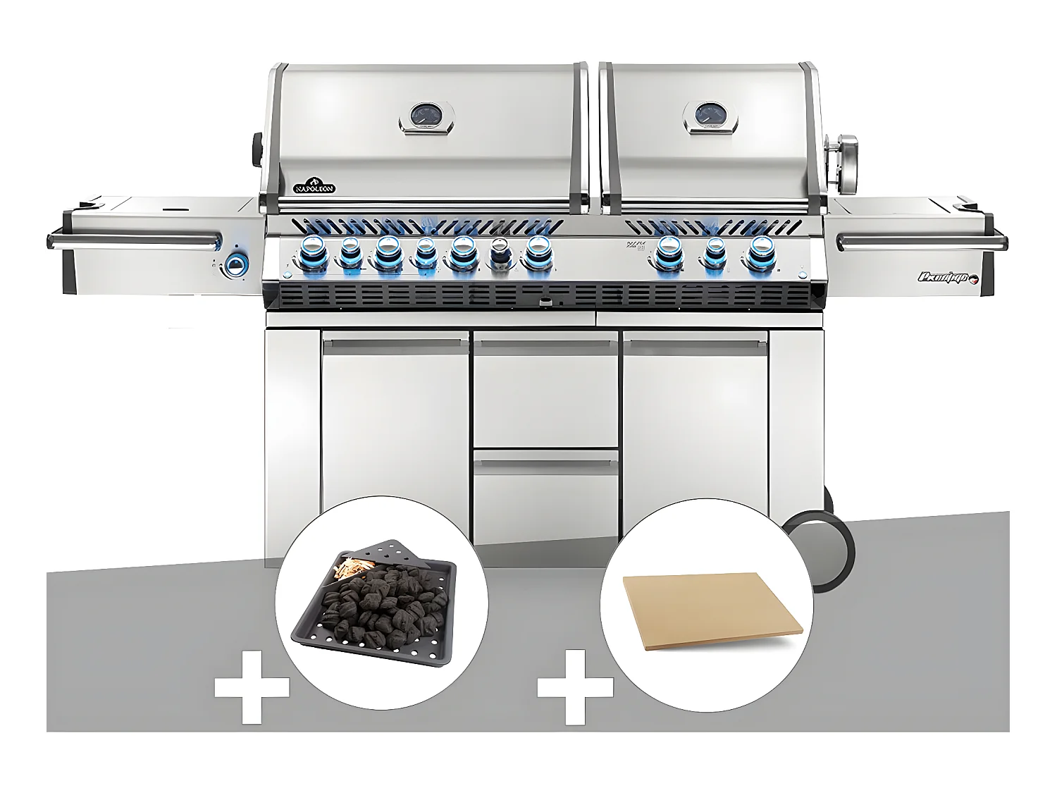 Barbecue à gaz Prestige Pro 825 + Plateau charbon + Pierre à pizza large rectangle - Napoleon