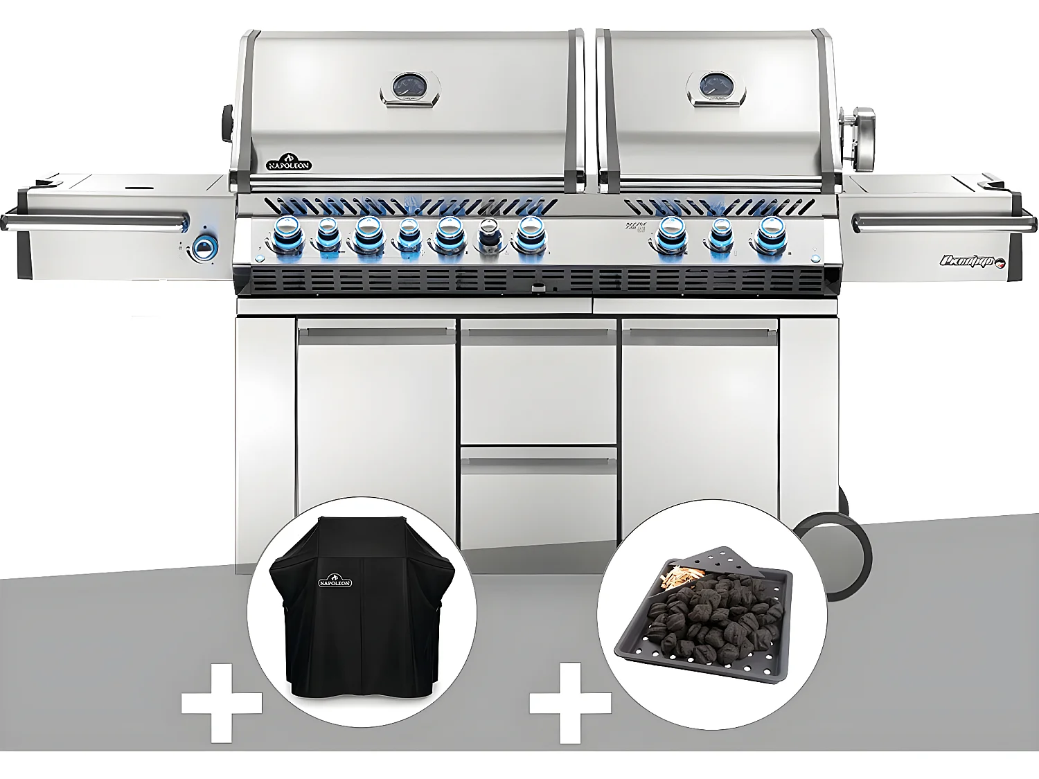 Barbecue à gaz Prestige Pro 825 + Housse de protection + Plateau charbon - Napoleon