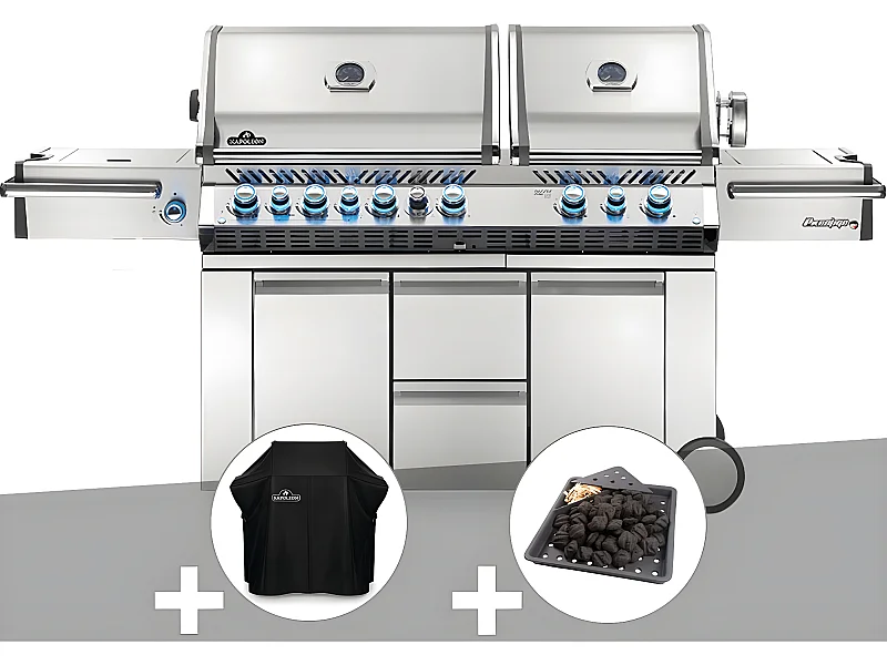 Barbecue à gaz Prestige Pro 825 + Housse de protection + Plateau charbon - Napoleon