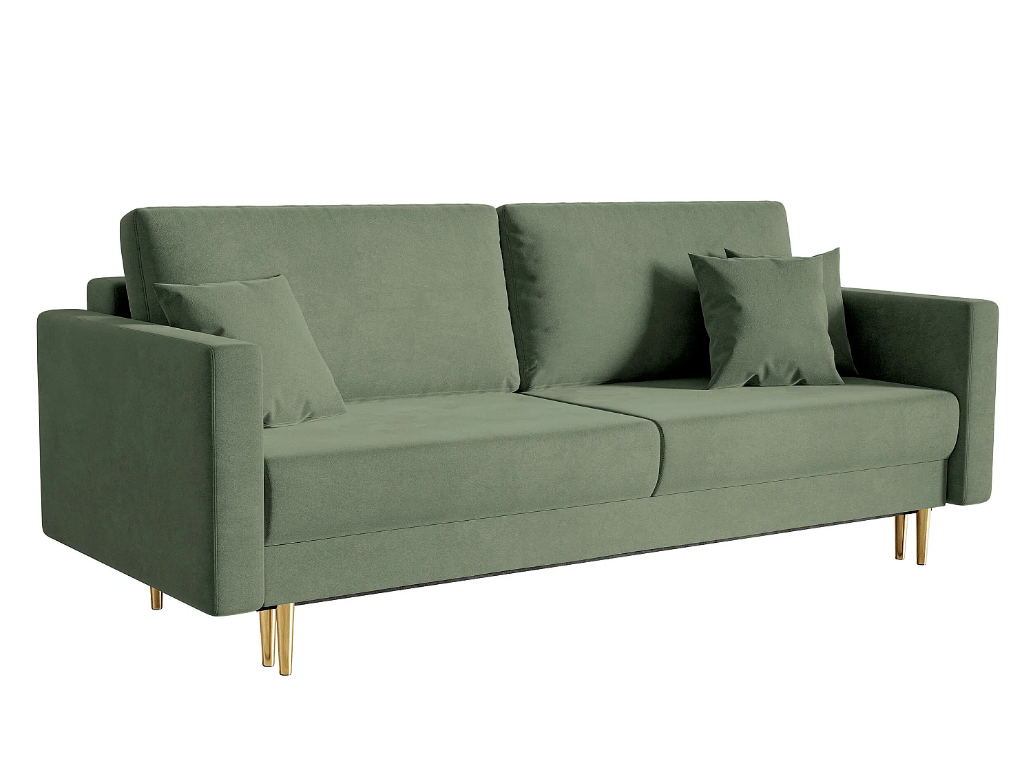 Slaapbank - 200 cm - 3 zitplaatsen - hydrofoob fluweel - olijf - VALICO