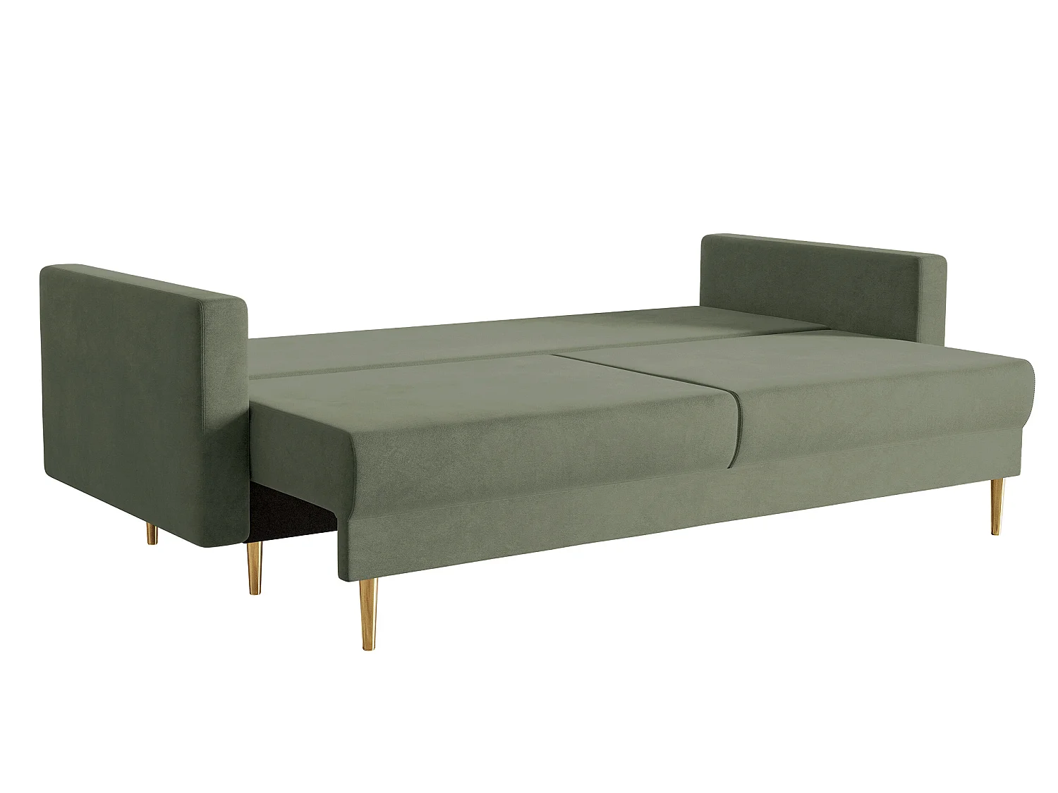 Canapé convertible - 200 cm - 3 places - velours hydrophobe - olive - VALICO