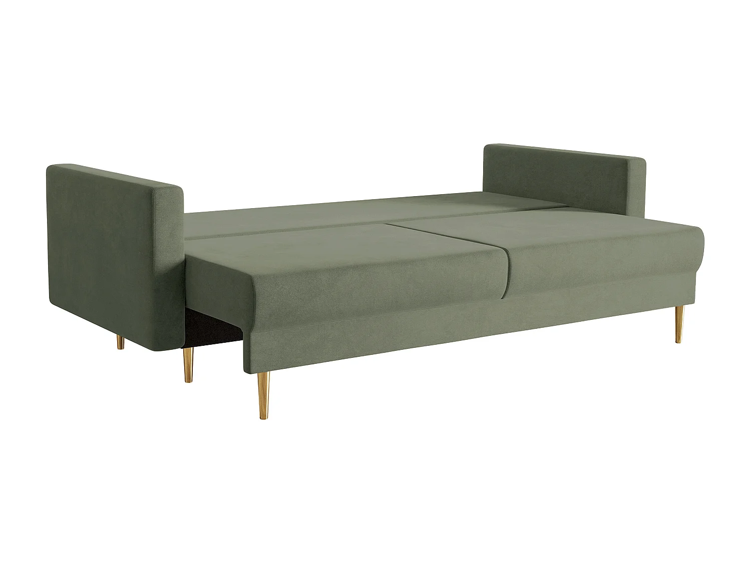 Canapé convertible - 200 cm - 3 places - velours hydrophobe - olive - VALICO