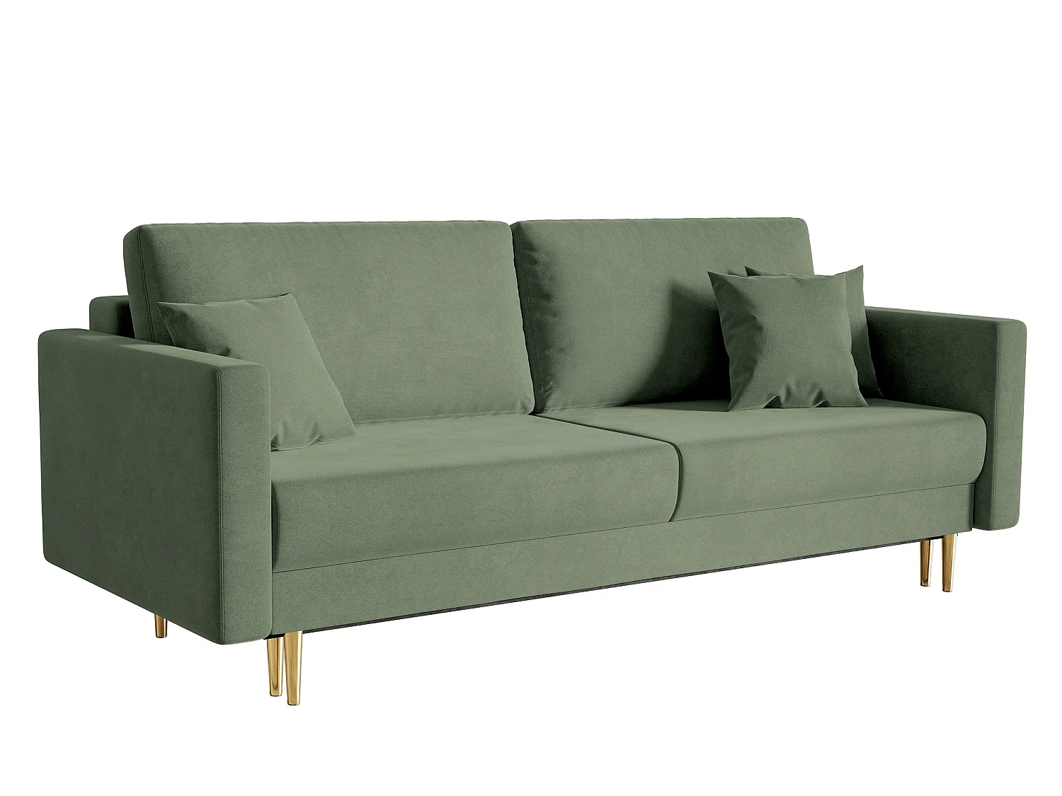 Slaapbank - 200 cm - 3 zitplaatsen - hydrofoob fluweel - olijf - VALICO
