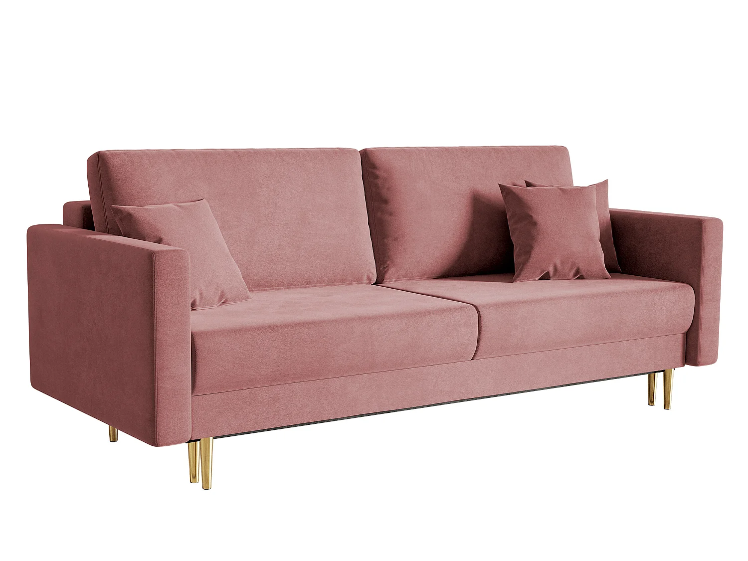 Canapé convertible - 200 cm - 3 places - velours hydrophobe - rose - VALICO