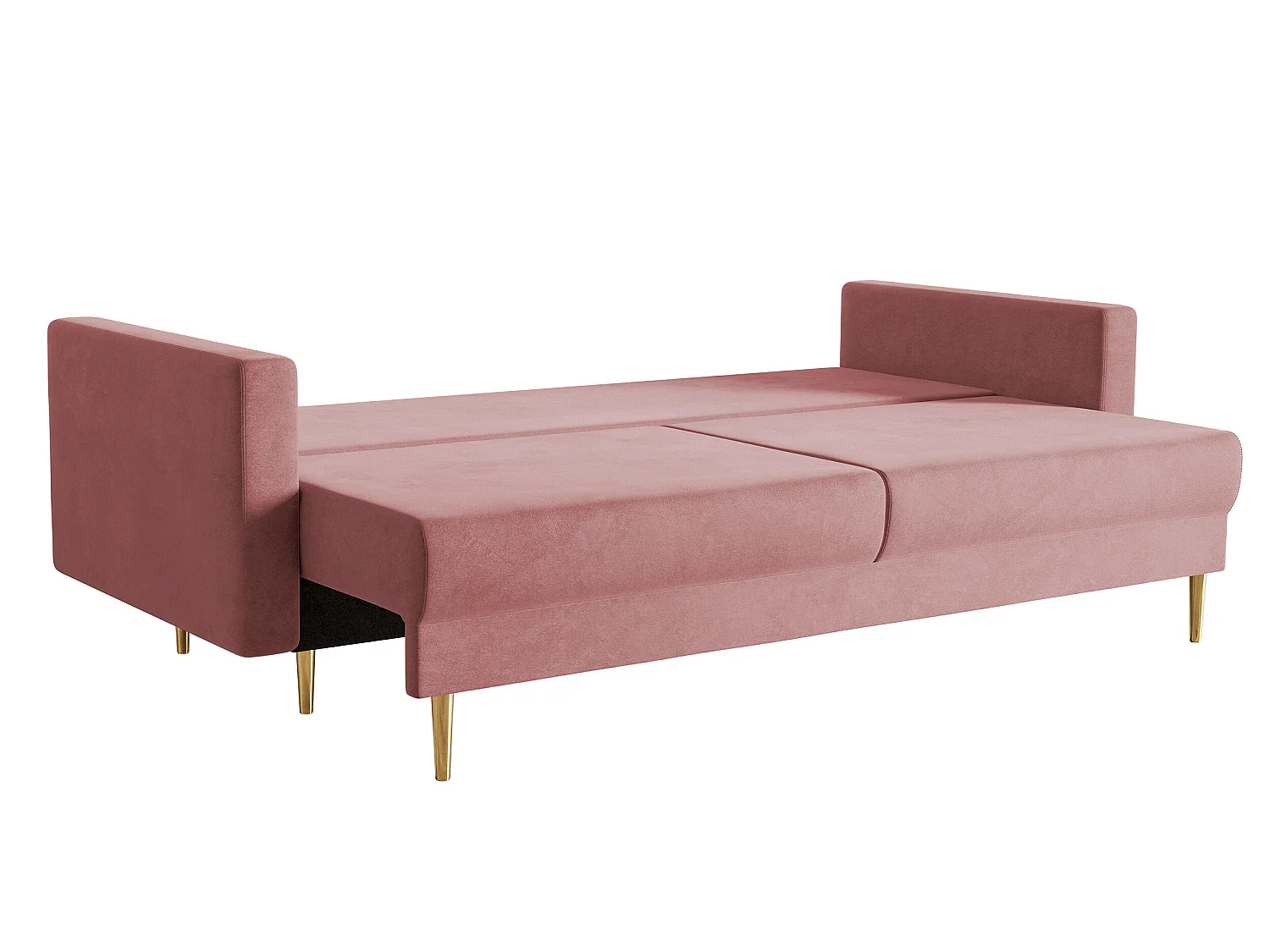 Canapé convertible - 200 cm - 3 places - velours hydrophobe - rose - VALICO