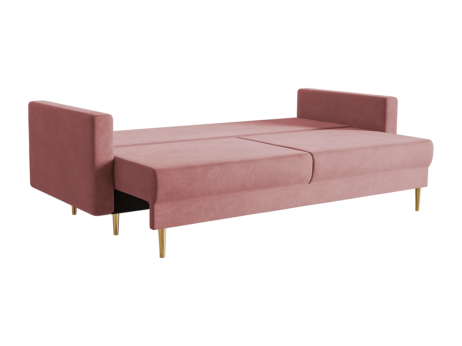 Canapé convertible - 200 cm - 3 places - velours hydrophobe - rose - VALICO