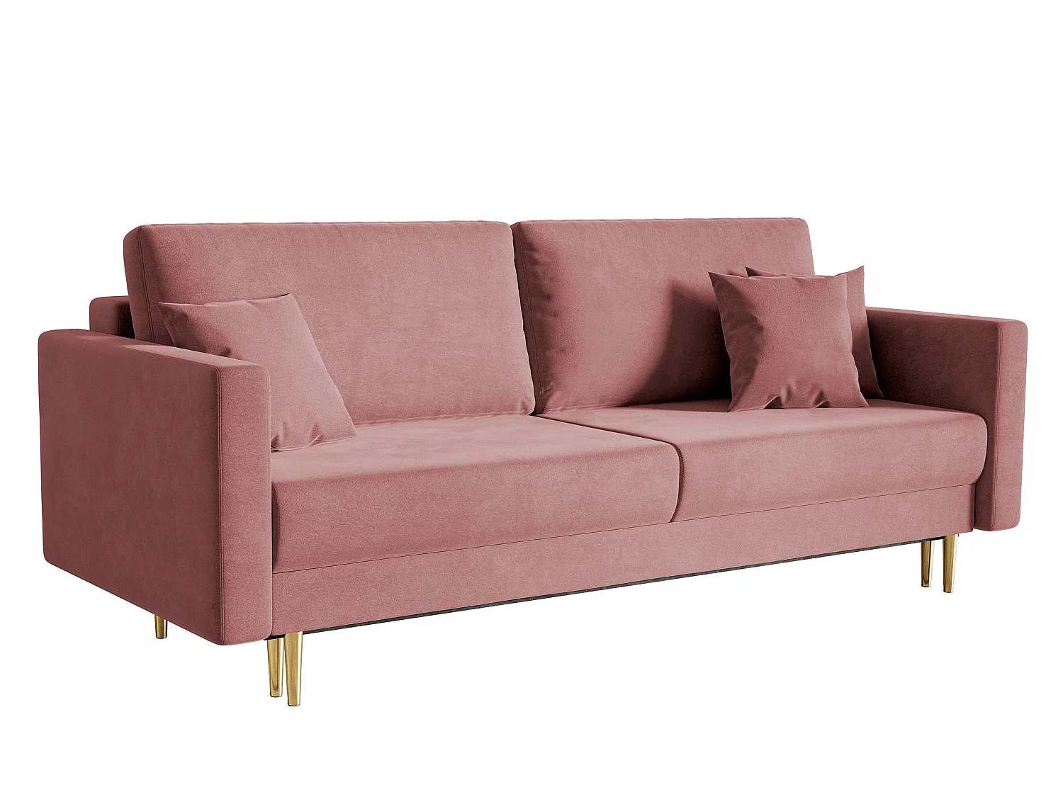 Canapé convertible - 200 cm - 3 places - velours hydrophobe - rose - VALICO