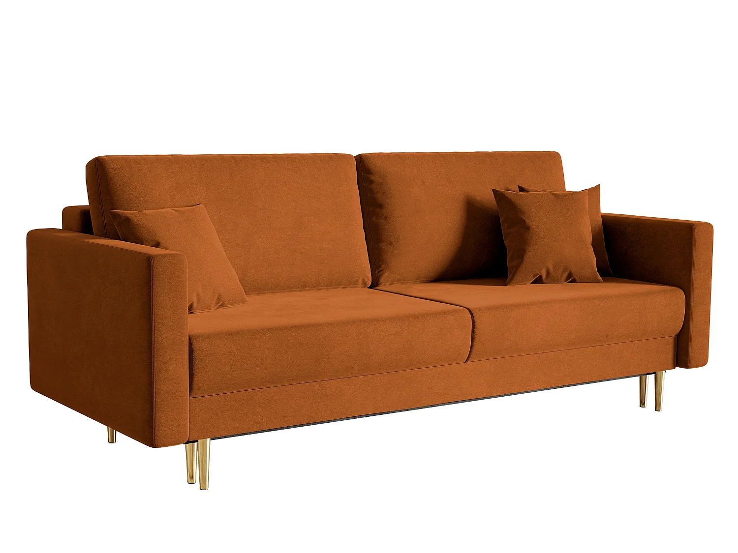 Converteerbare bank - 200 cm - 3 zitplaatsen - hydrofoob fluweel - koper - VALICO