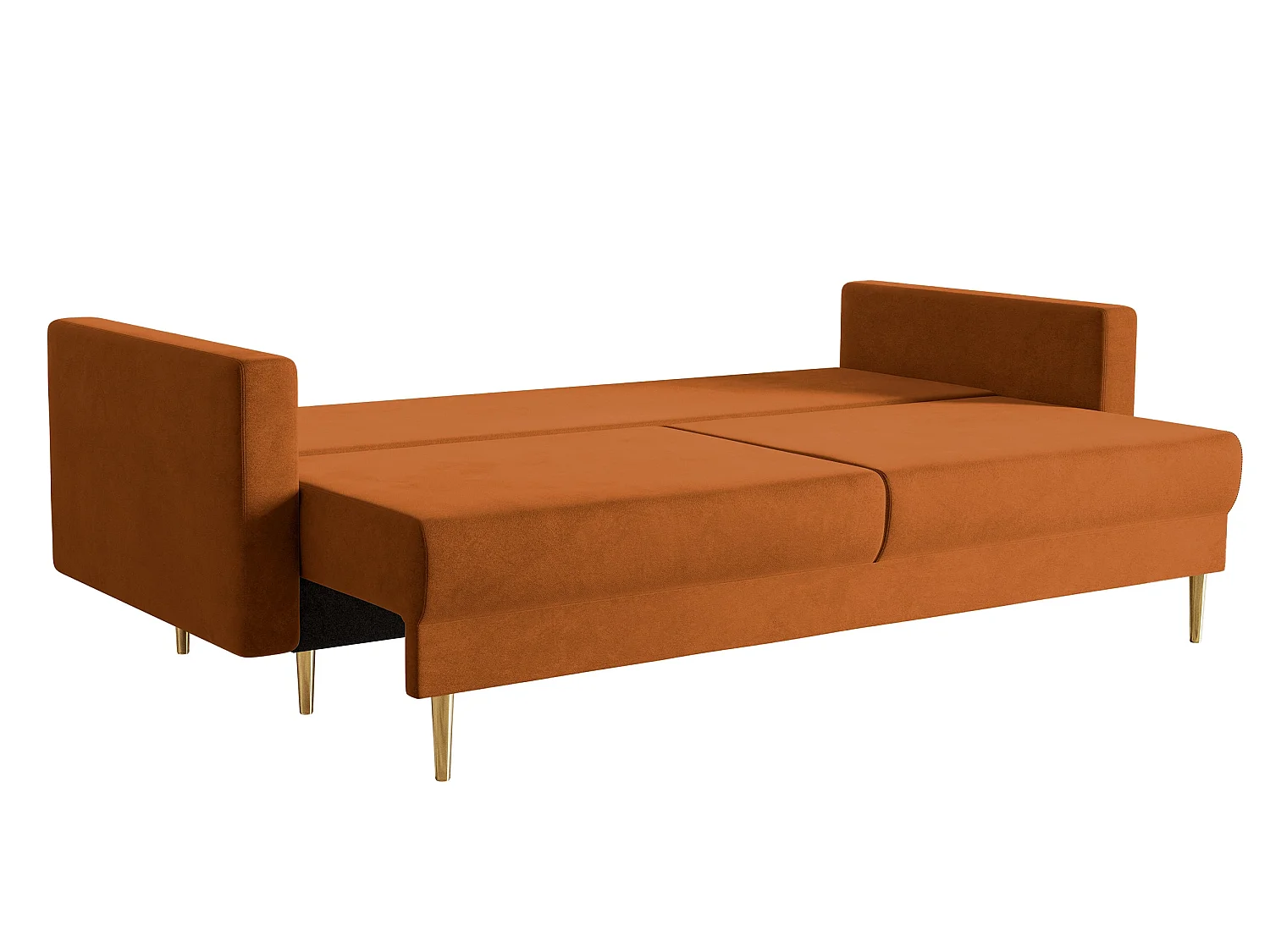 Converteerbare bank - 200 cm - 3 zitplaatsen - hydrofoob fluweel - koper - VALICO
