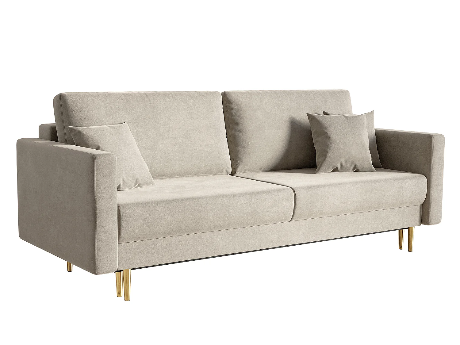 Slaapbank - 200 cm - 3 zitplaatsen - hydrofoob fluweel - beige - VALICO