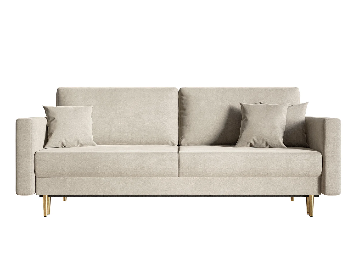 Canapé convertible - 200 cm - 3 places - velours hydrophobe - beige - VALICO