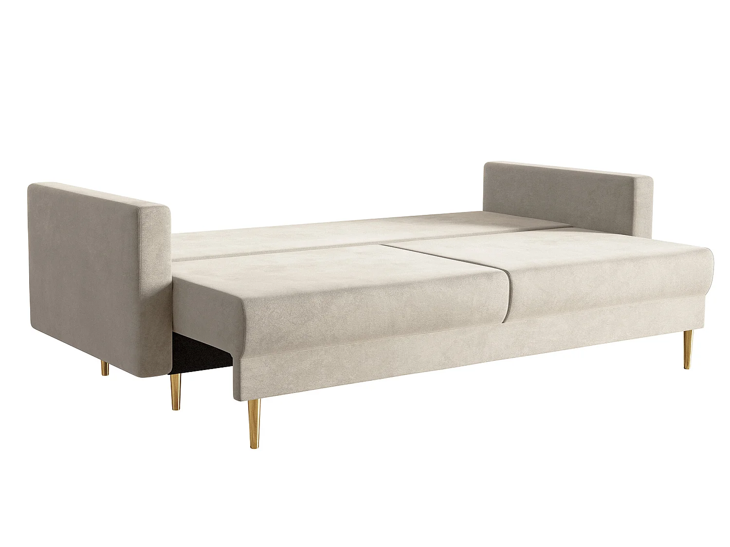 Canapé convertible - 200 cm - 3 places - velours hydrophobe - beige - VALICO