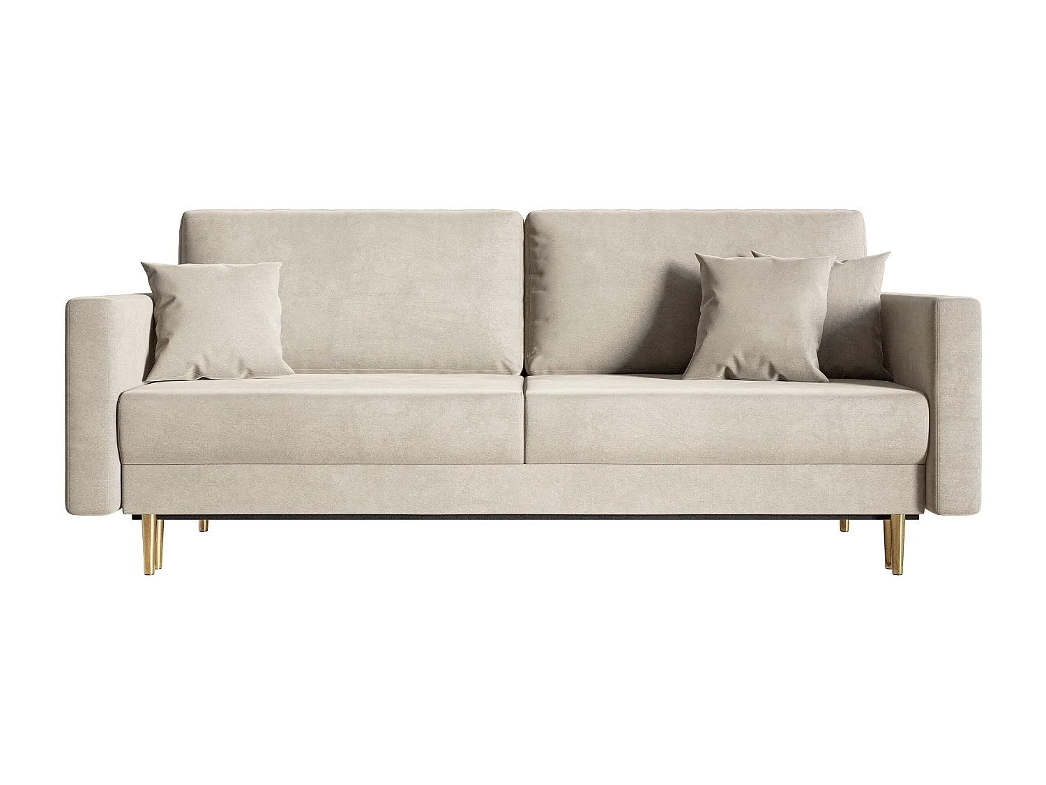 Canapé convertible - 200 cm - 3 places - velours hydrophobe - beige - VALICO