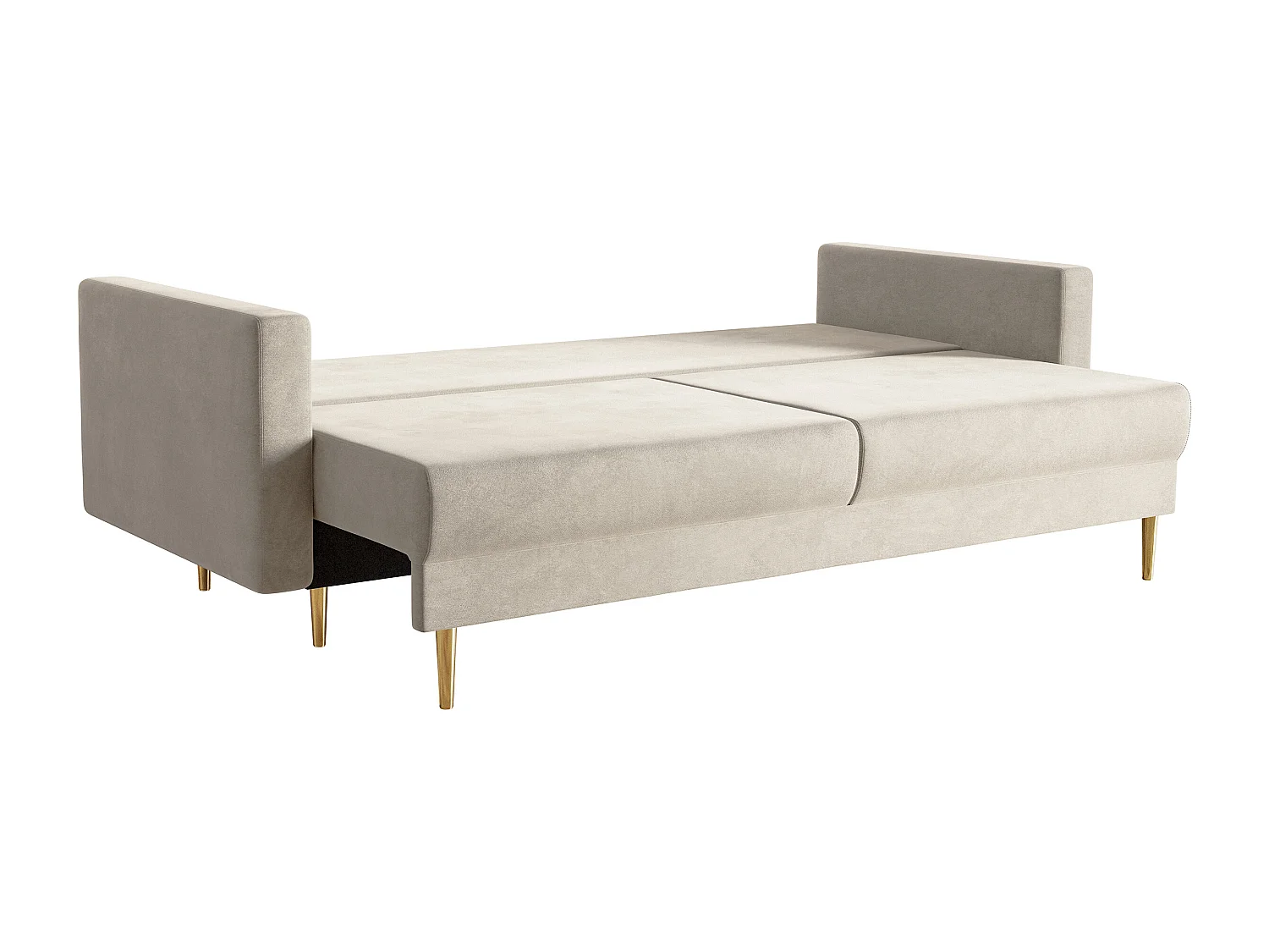 Canapé convertible - 200 cm - 3 places - velours hydrophobe - beige - VALICO