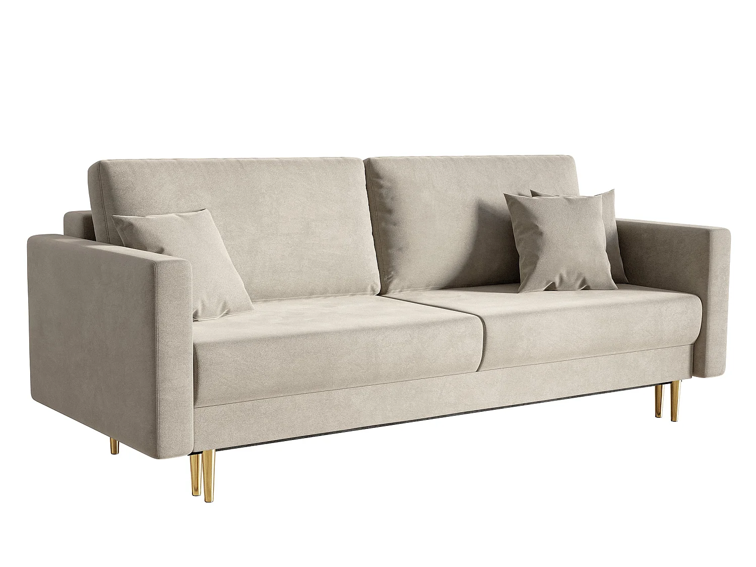 Canapé convertible 3 places en velours beige VALICO