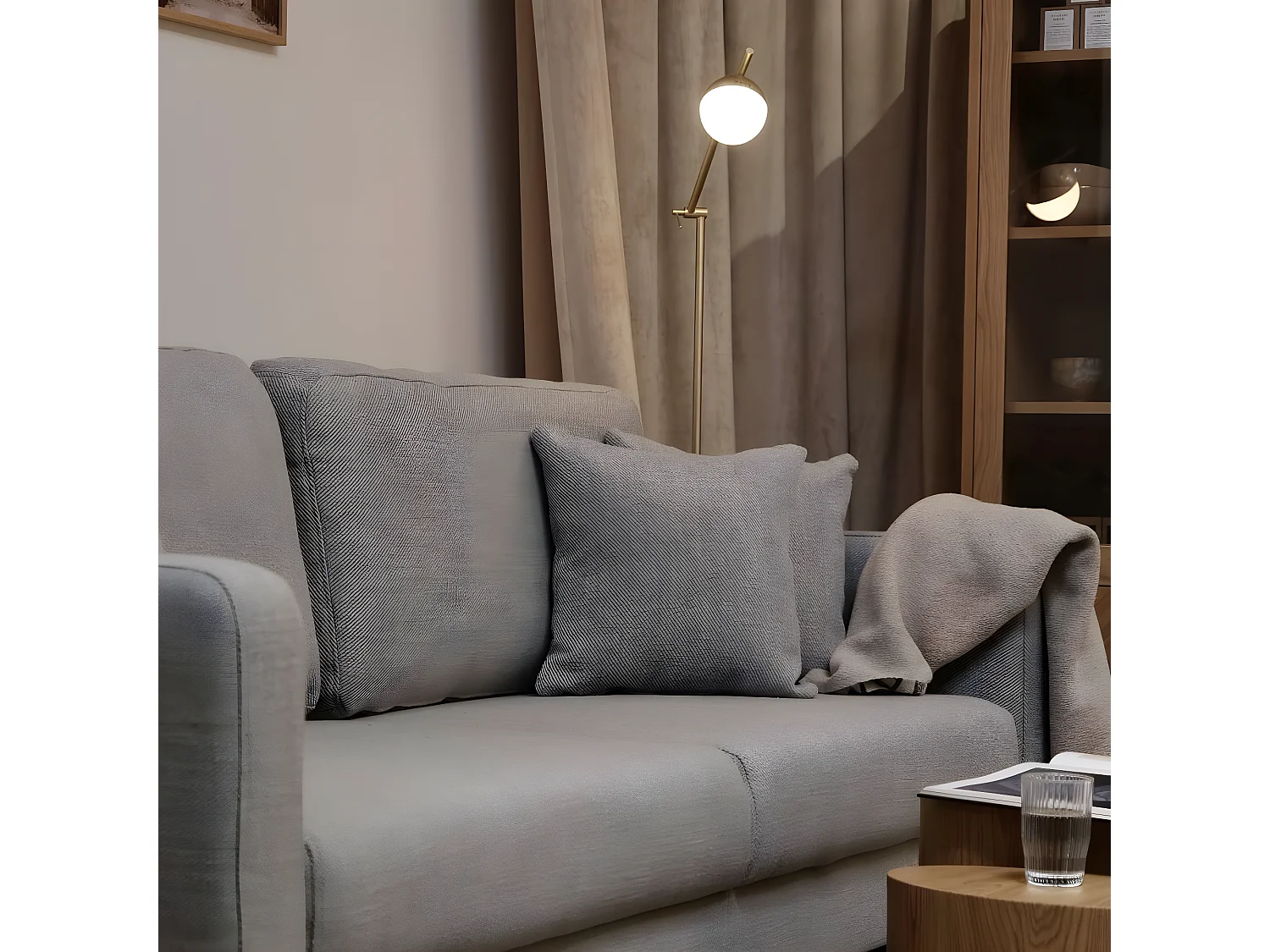 Canapé convertible - 200 cm - 3 places - gris clair - VALICO