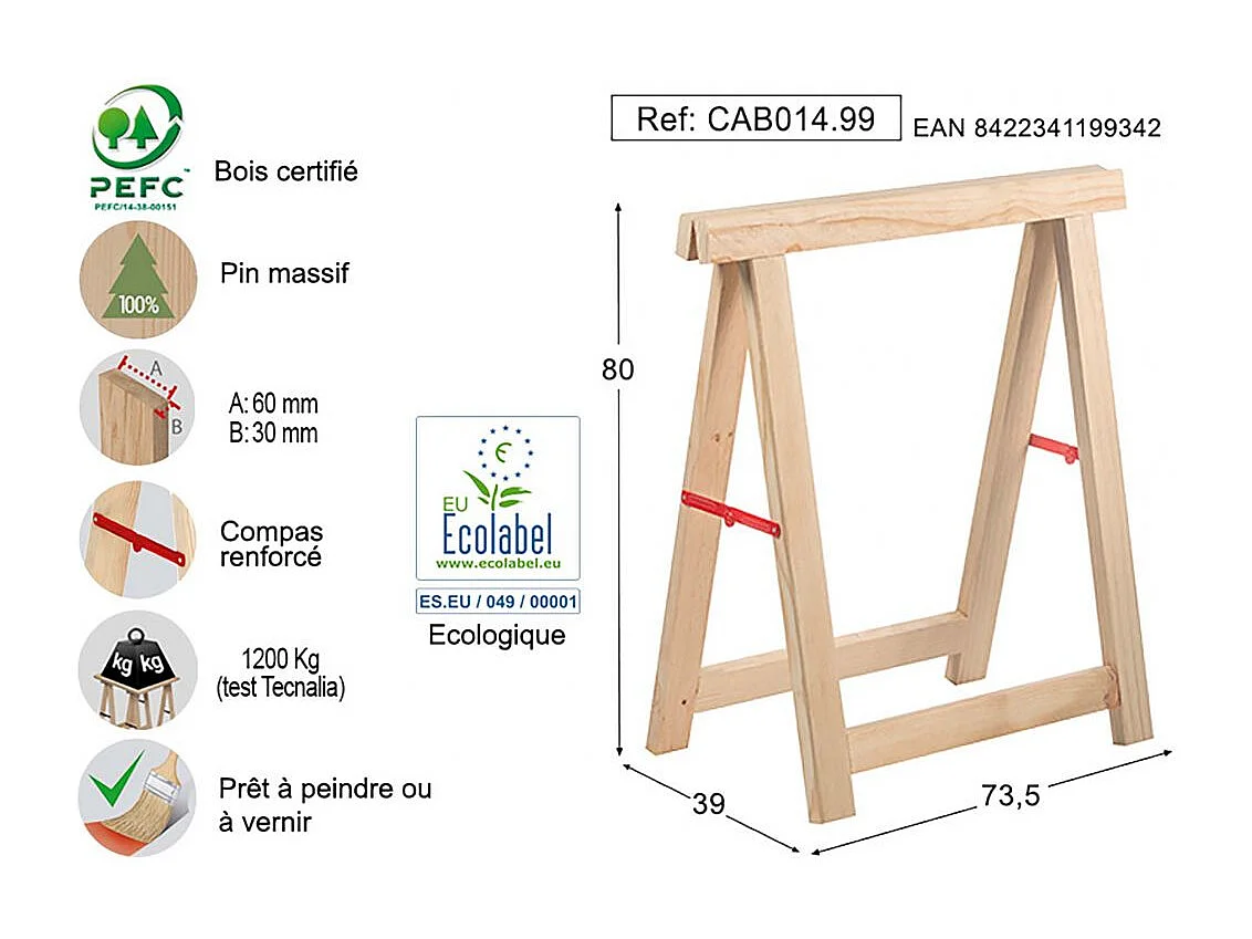 Bock aus Kiefernholz "Professionnel Plus"
