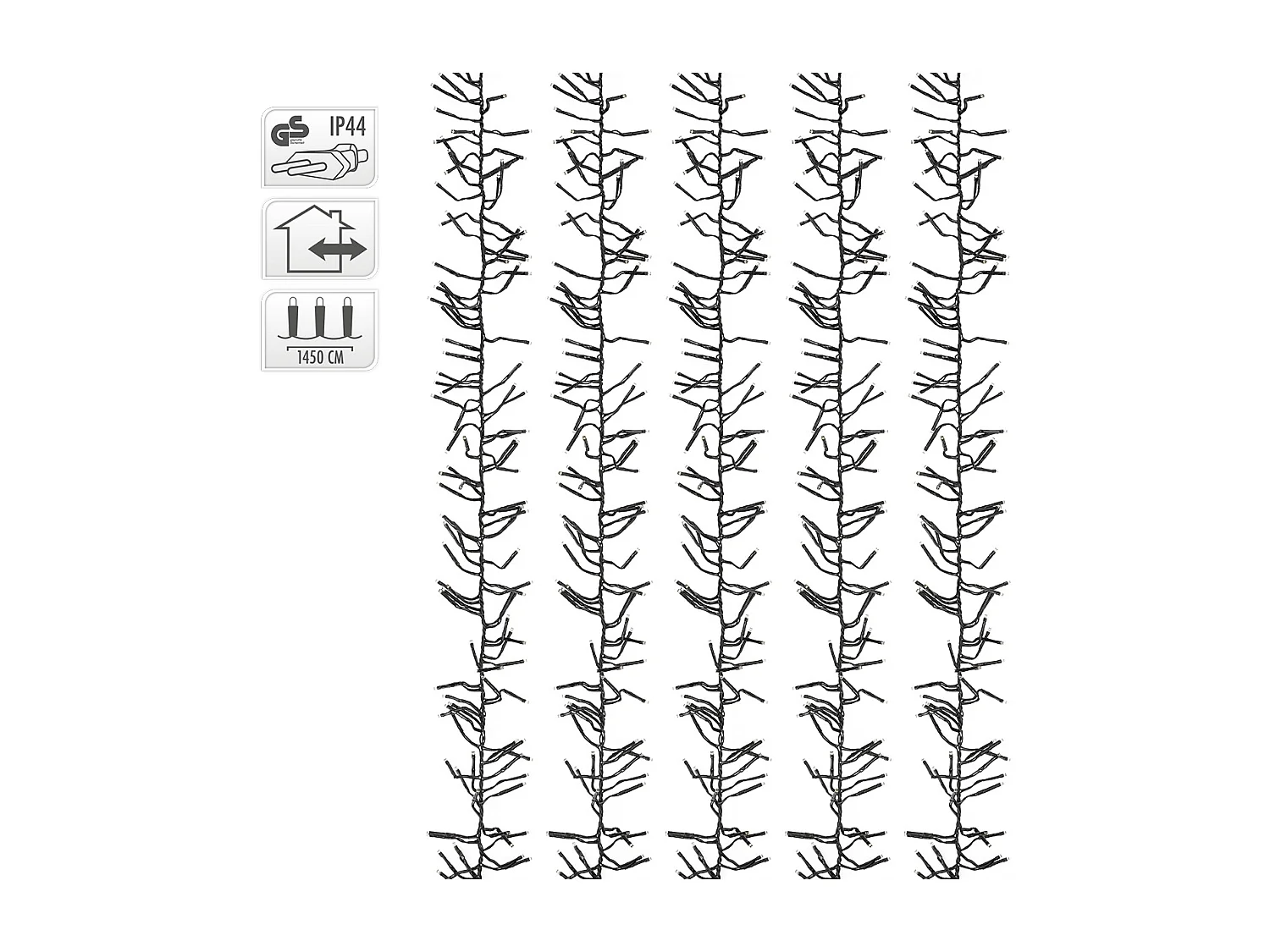 Luci a grappolo a 2016 LED bianco caldo per interni esterni 14,5 m per Natale