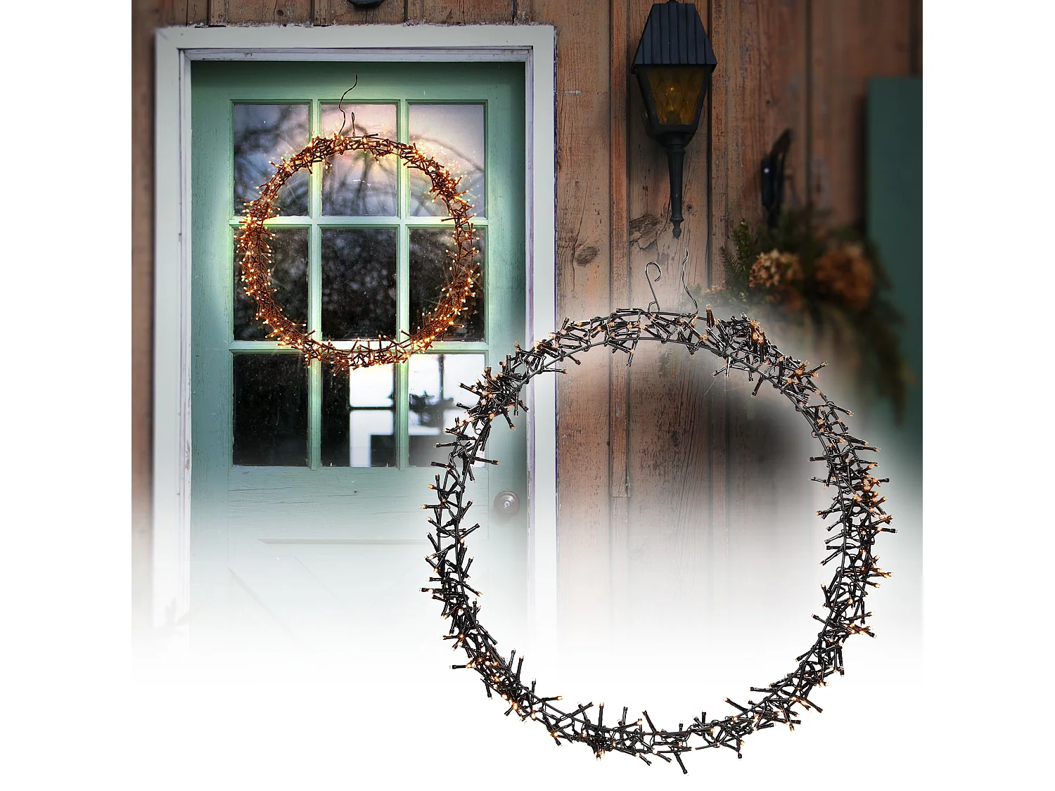 Corona de navidad iluminada para ventana o puerta 400LEDs blanco cálido Ø 48cm