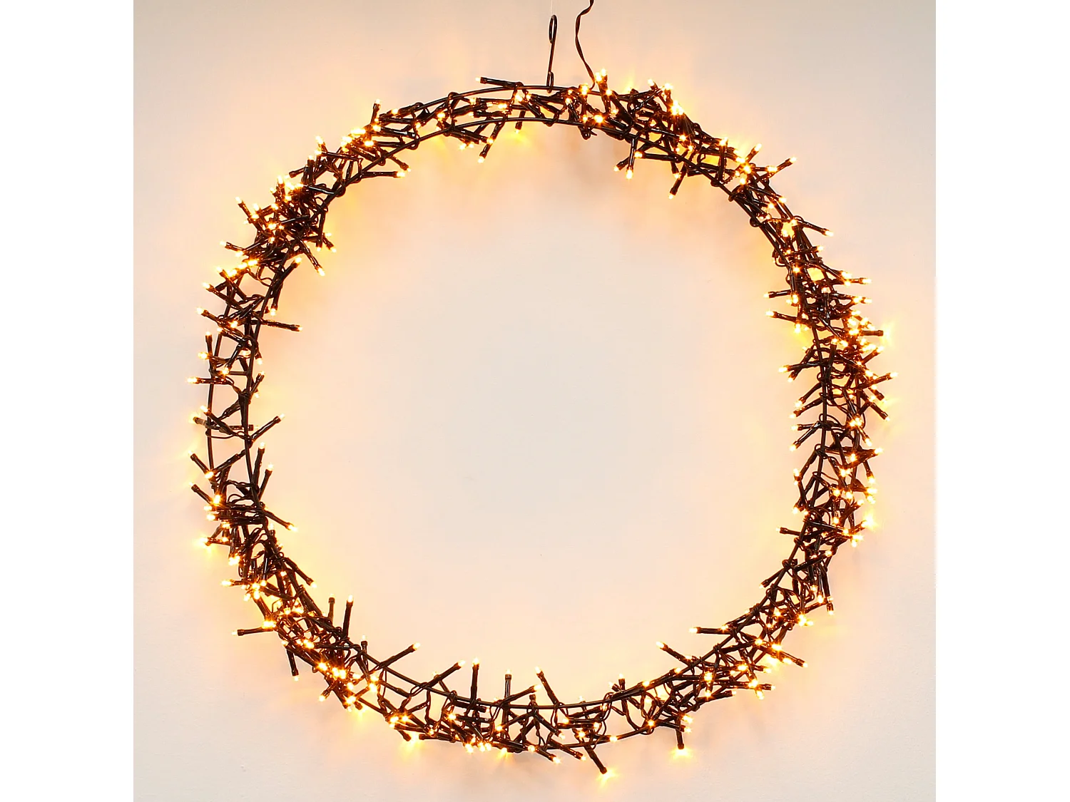 Corona de navidad iluminada para ventana o puerta 400LEDs blanco cálido Ø 48cm