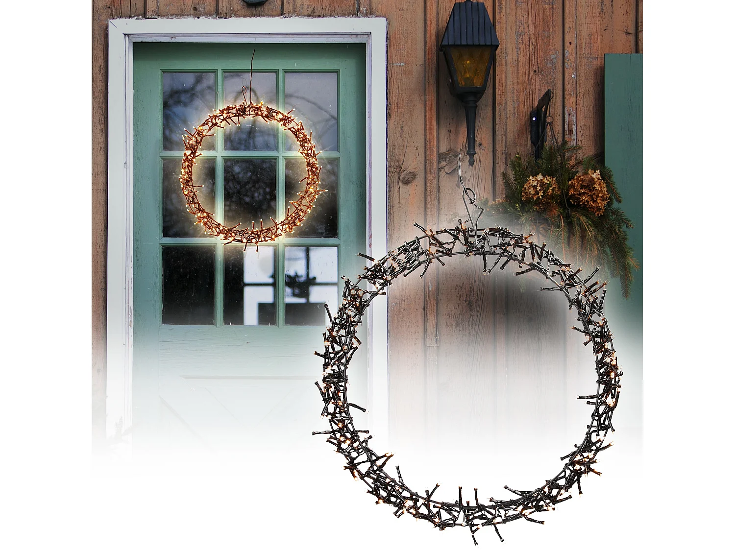 Ghirlanda luminosa decorazione natalizia per porta/finestra 300 LED bianco caldo