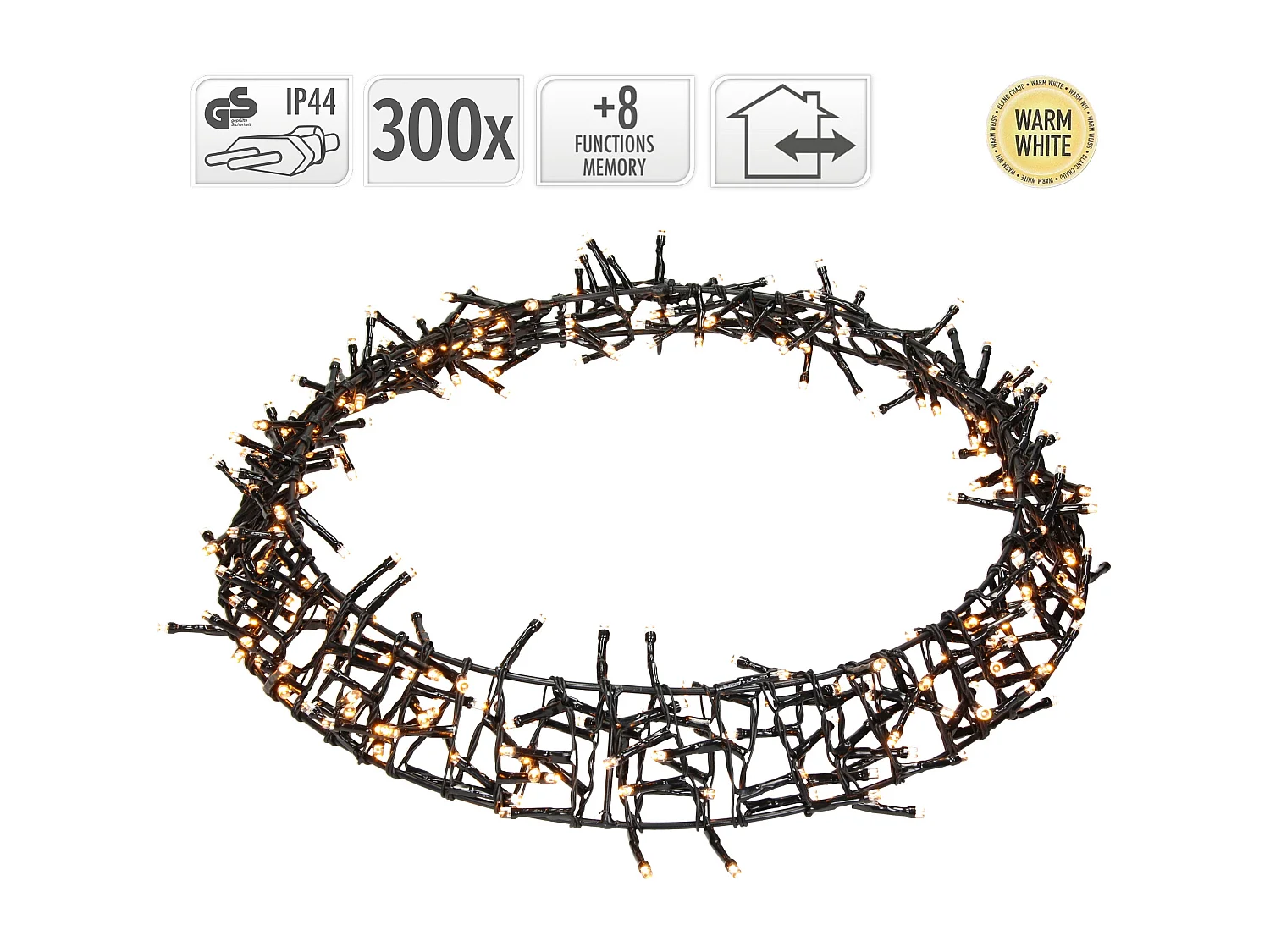 ECD Germany lichtkrans 300 led's ø38cm warm wit ip44 deurkrans raamkrans kerstversiering krans kerstring raamverlichting kerstmis kerstverlichting