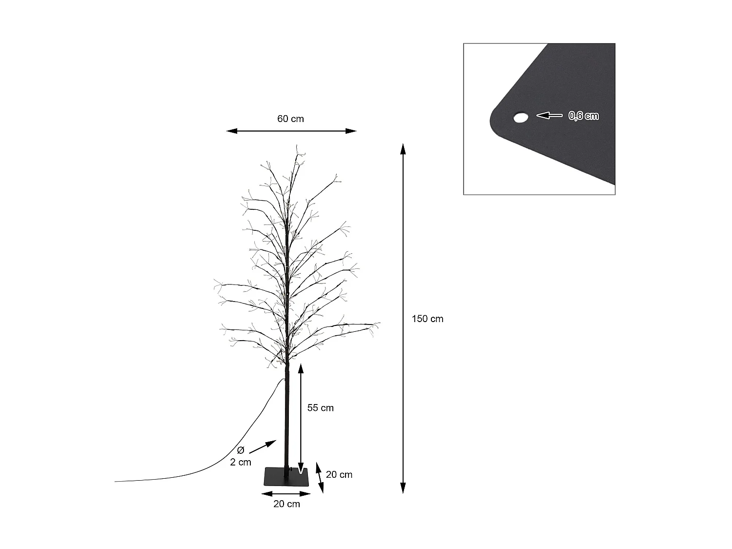 Árbol decorativo de navidad con 360 LEDs luminoso con temporizador blanco cálido