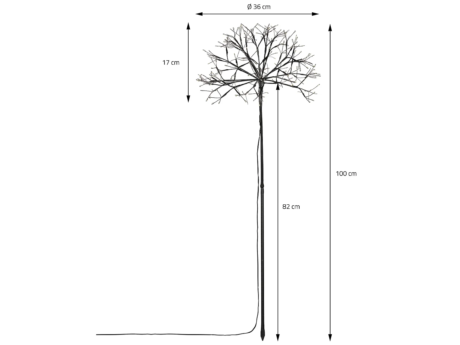 Albero luminoso a LED per interni esterni 240 LED bianco caldo altezza 1 m IP44