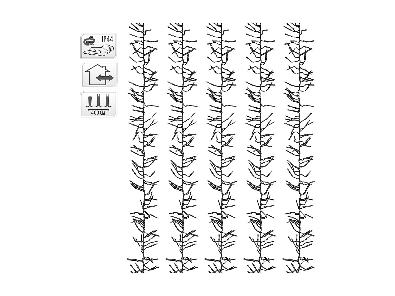 ECD Germany Luces navideñas 576 LEDs 4,2m blanco cálido guirnalda luminosa impermeable interior/exterior IP44 iluminación para árbol de navidad