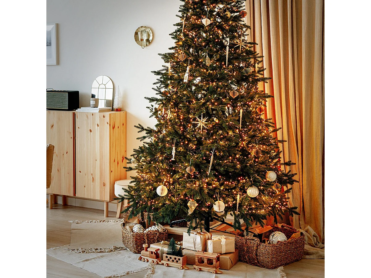 Cadena de luces de hadas 1512 LEDs iluminación navideña blanco cálido adorno 11m