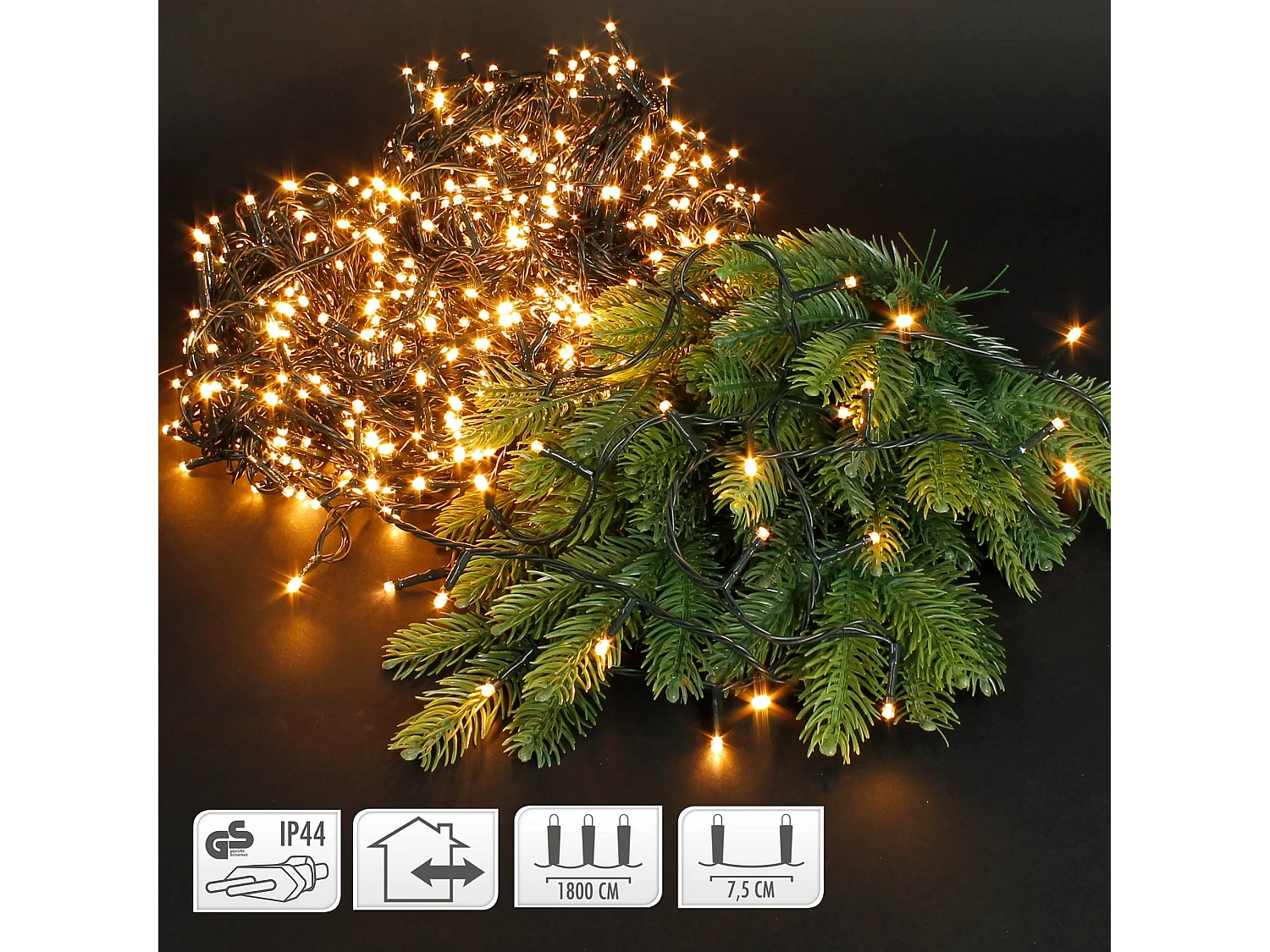 Guirlande lumineuse avec 240 LED blanc chaud décoration d'arbre de Noël IP44 18m