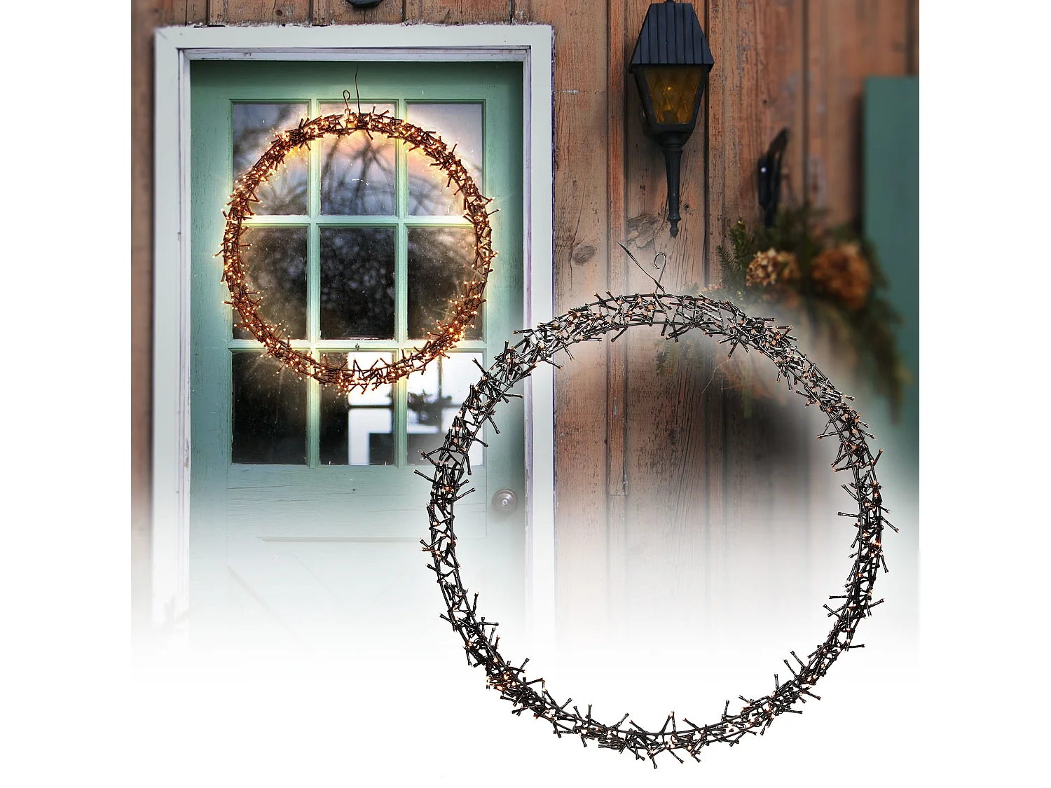 Corona de navidad iluminada para ventana o puerta 500LEDs blanco cálido Ø 58cm