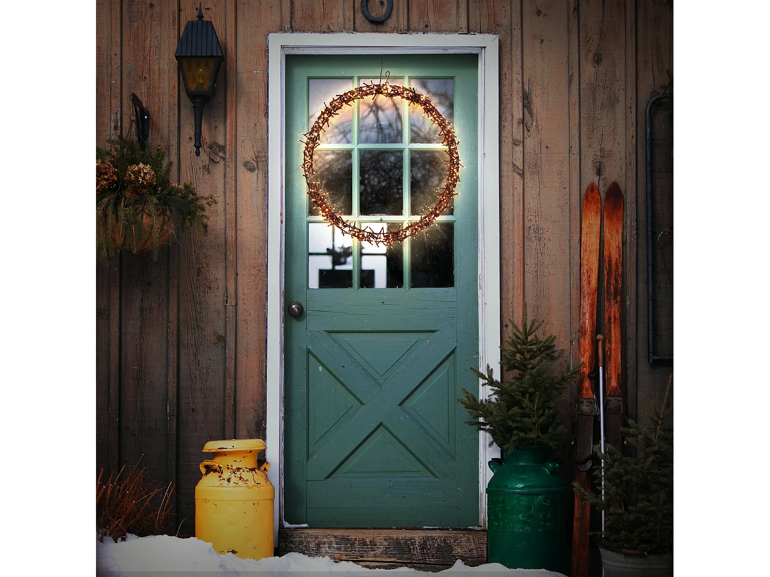 Corona de navidad iluminada para ventana o puerta 500LEDs blanco cálido Ø 58cm