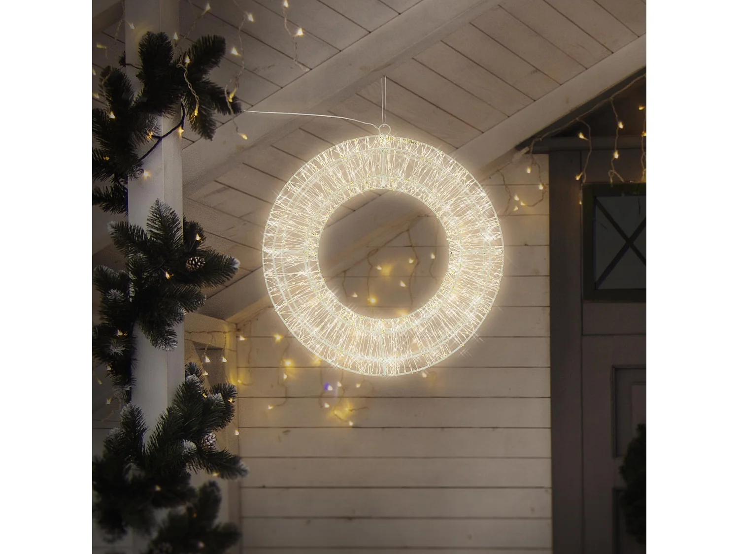 Couronne avec 1440 LEDs de Noël blanc chaud décoration lumineuse ronde Ø 50 cm