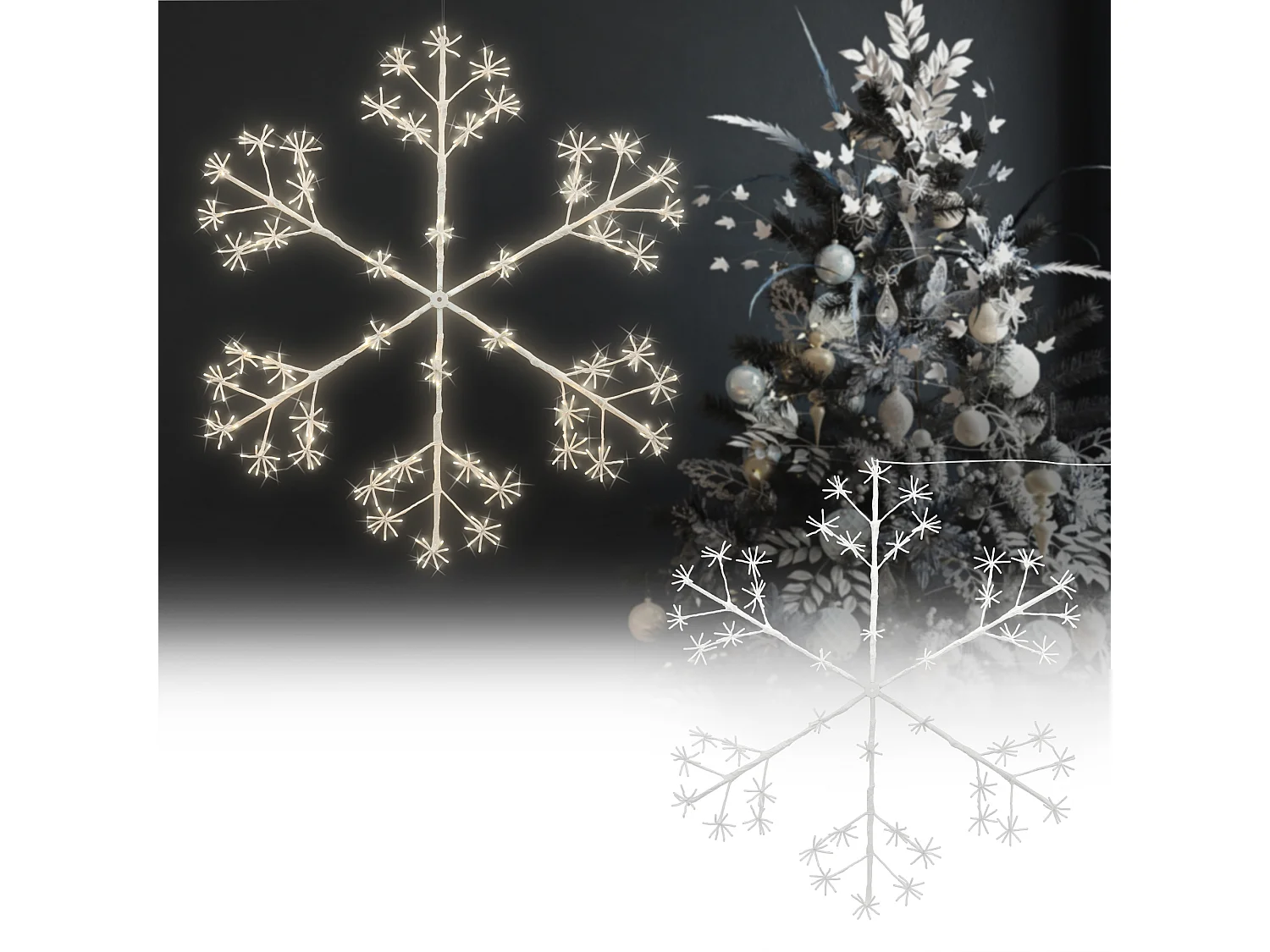 Flocon de neige 384 LEDs chaîne lumineuse blanc chaud déco intérieur/extérieur