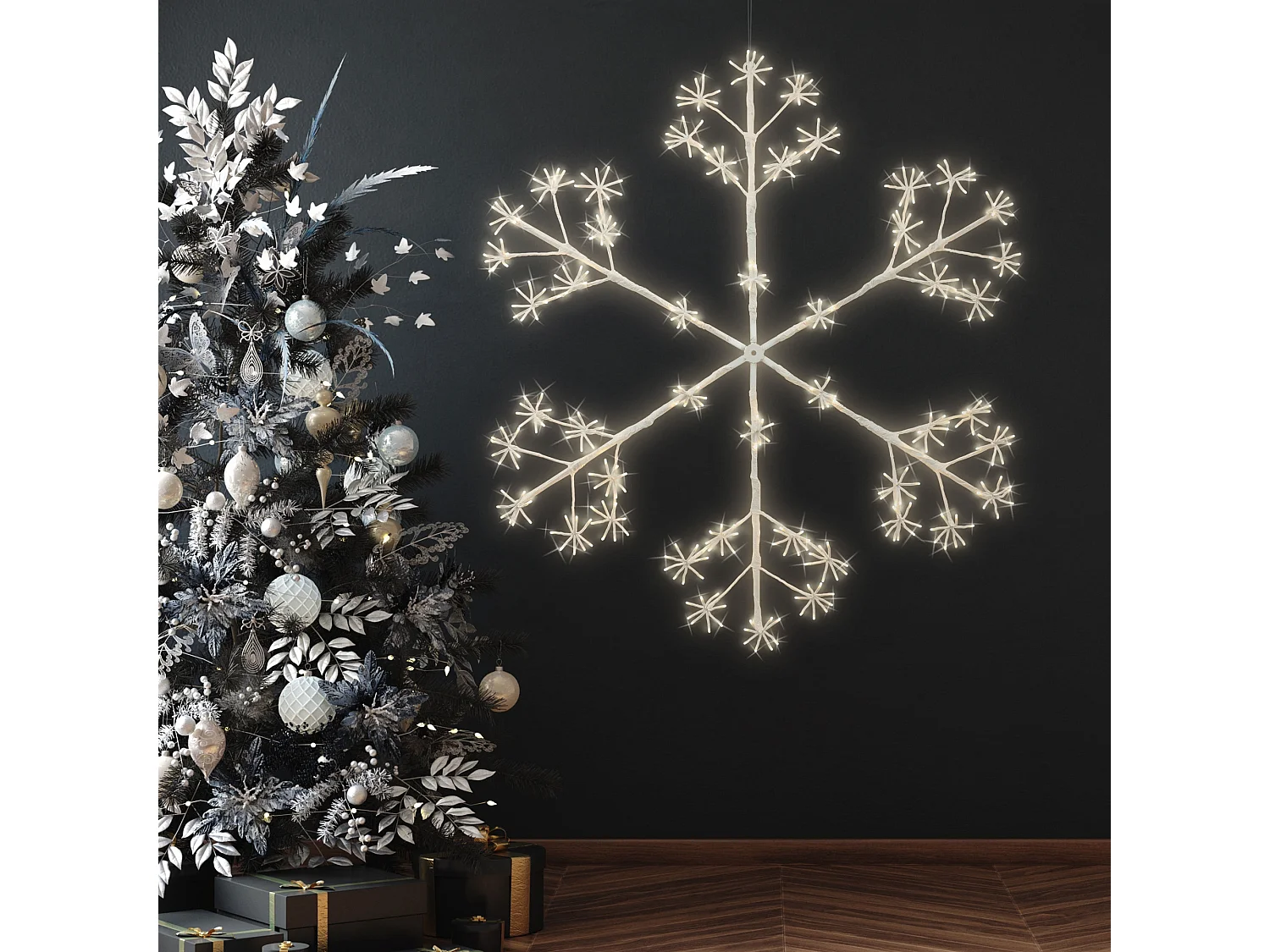 Flocon de neige 384 LEDs chaîne lumineuse blanc chaud déco intérieur/extérieur