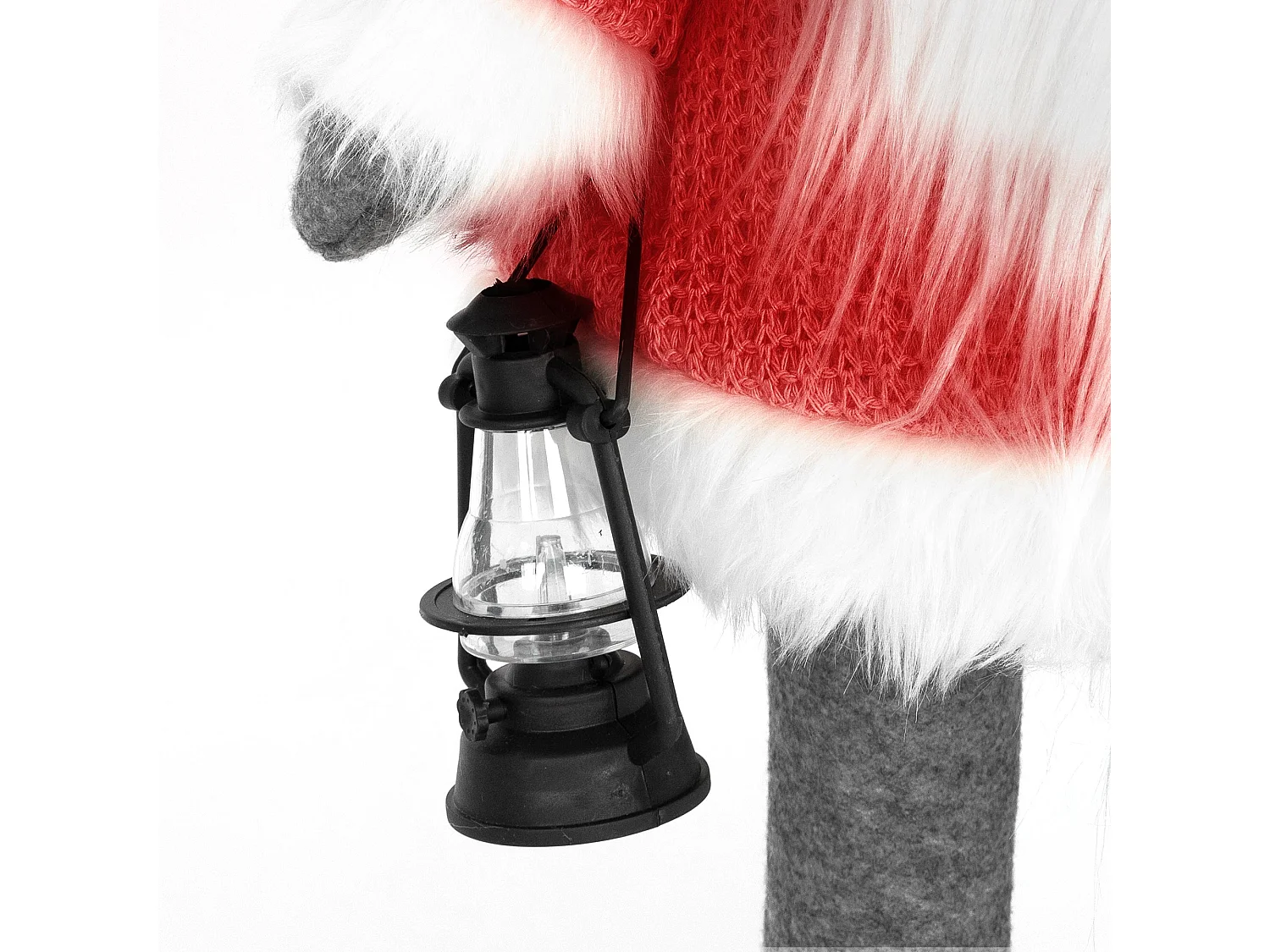 Gnome de Noël ornement poupée lanterne LED à piles figurine d'elfe rouge 80 cm