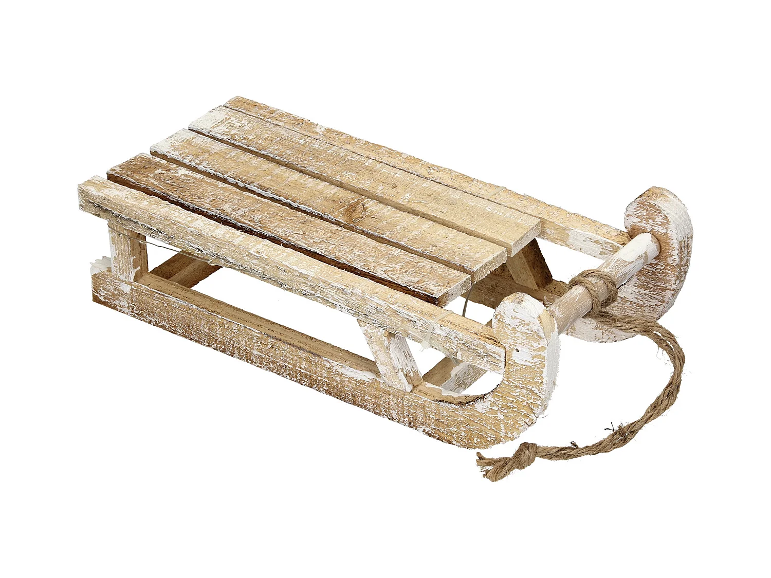 Traîneau décoratif avec 25 LED décoration de Noël en bois naturel marron 31,5 cm