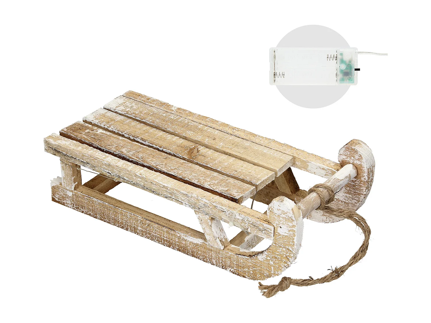 Traîneau décoratif avec 25 LED décoration de Noël en bois naturel marron 31,5 cm