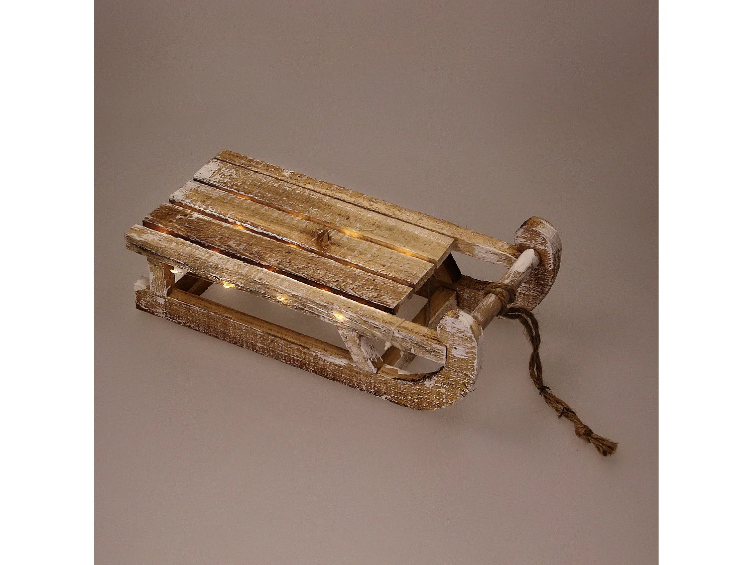 Traîneau décoratif avec 25 LED décoration de Noël en bois naturel marron 31,5 cm