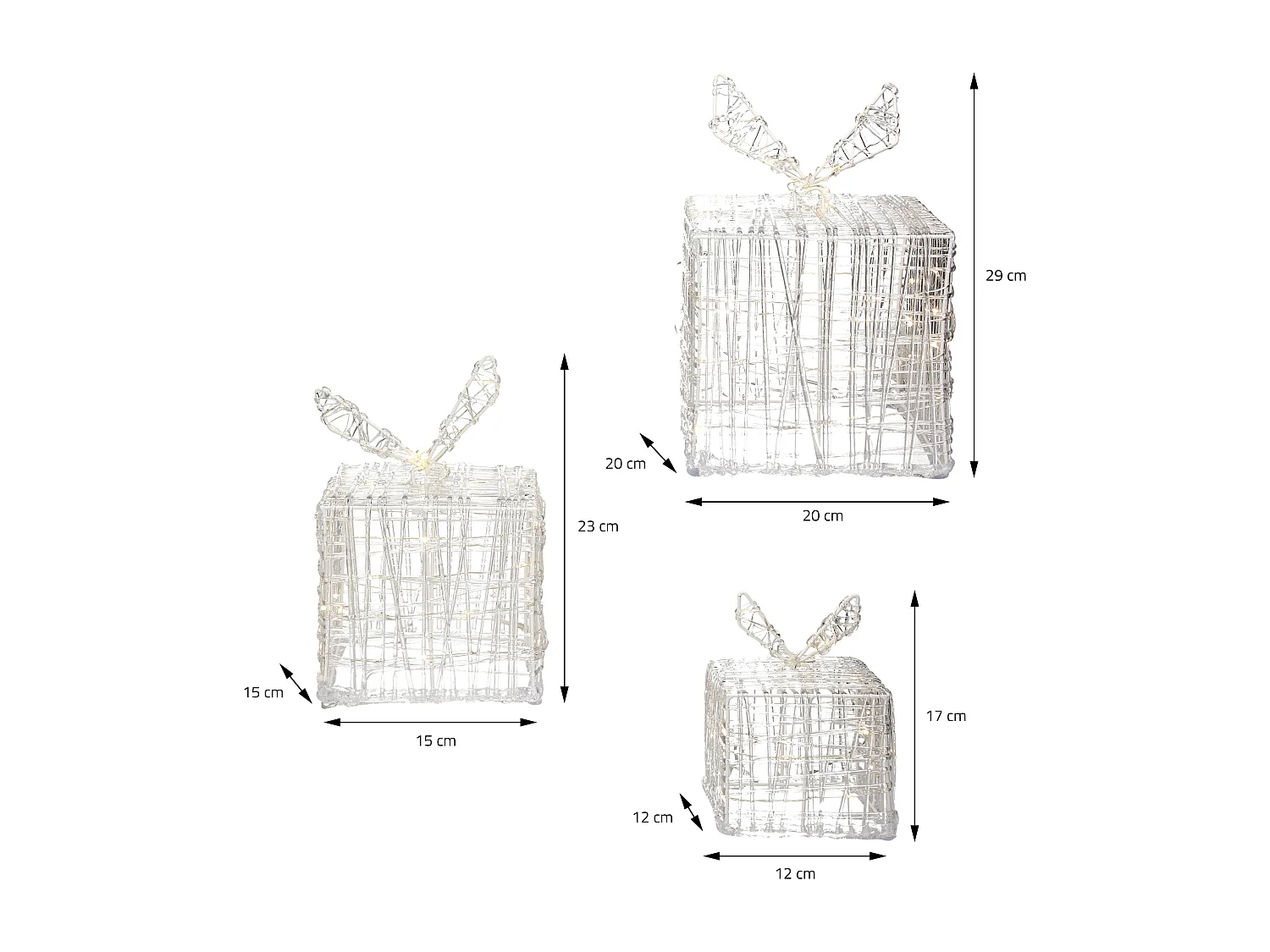 Conjunto de 3 caixas de presente com iluminação LED branco quente decoração de Natal