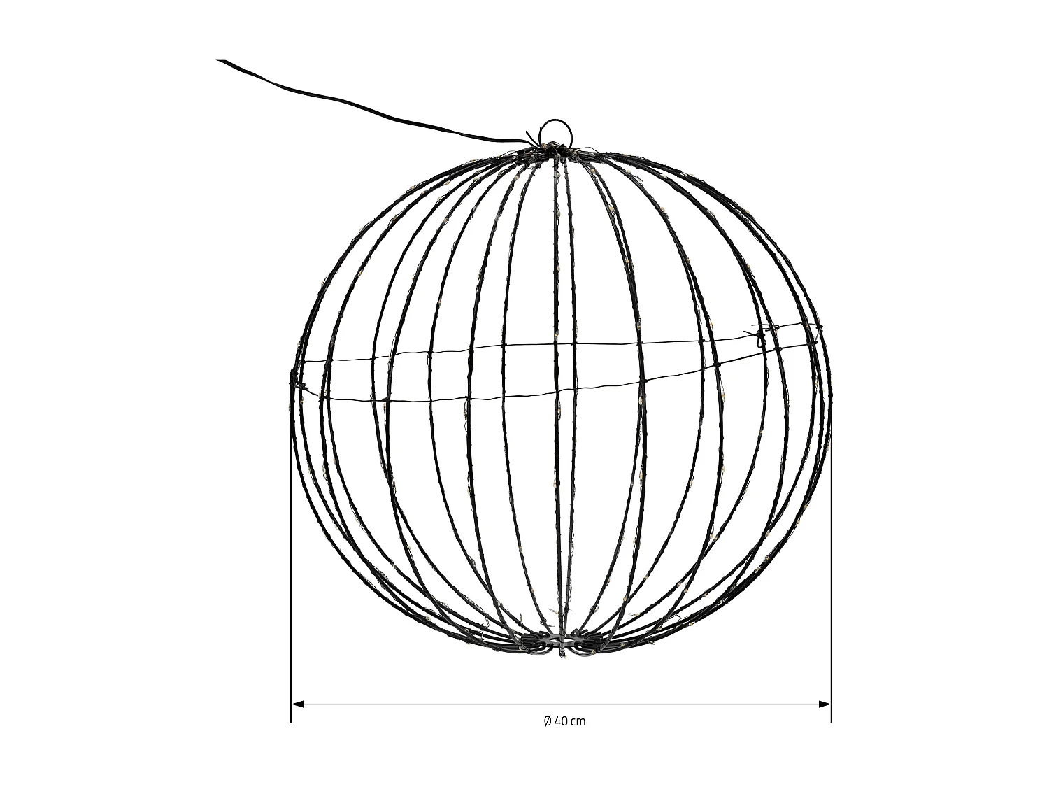 Sfera luminosa con 240 LED natalizia Ø 40 cm IP44 bianco extra caldo in metallo