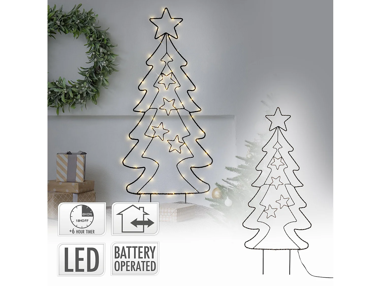 Albero di Natale bianco caldo 90 LED 87 cm decorazione da interno/esterno IP44