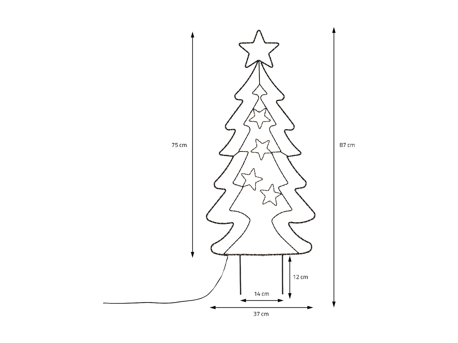 Albero di Natale bianco caldo 90 LED 87 cm decorazione da interno/esterno IP44