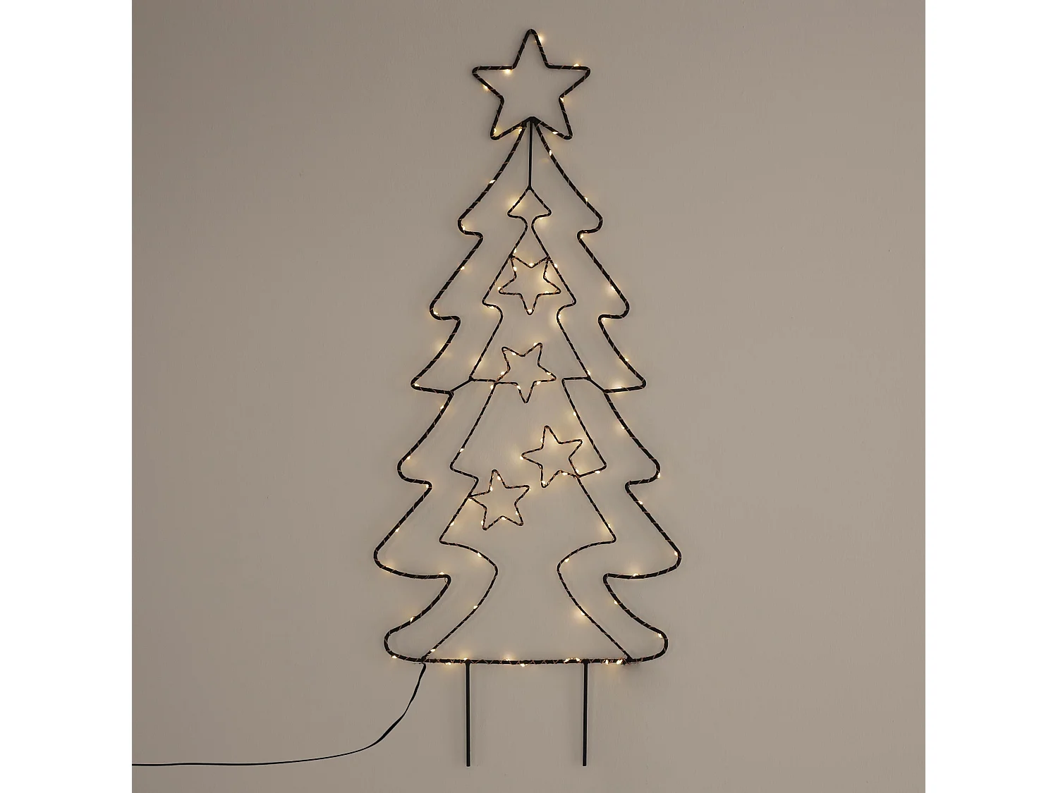 Arbre de Noël avec 90 LEDs blanc chaud décoration pour interieur/exterieur 87 cm